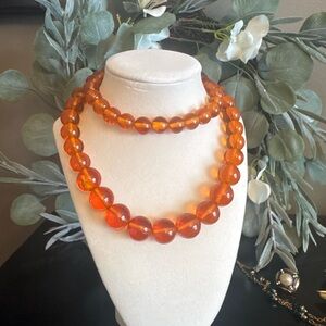 Vintage Genuine Amber Bead Necklace – Long 30” Strand